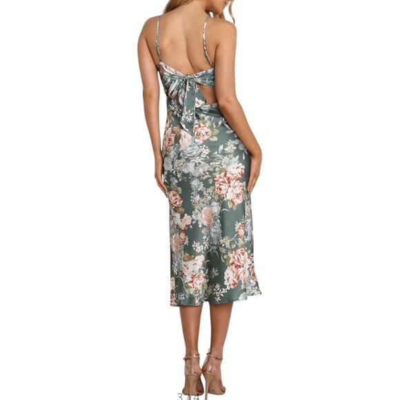 NWOT Petal & Pup Marea Floral Tie Back Satin Midi Dress size 10 - Picture 5 of 11
